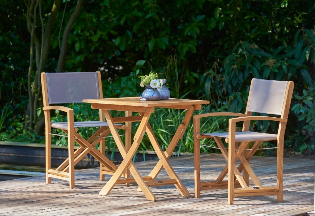 Traditional Teak KATE director chair black Teak Garden