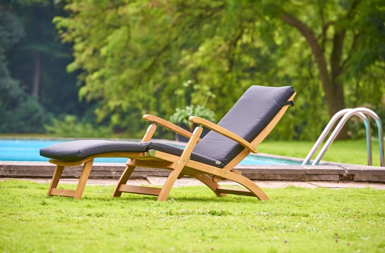 Traditional Teak KATE deckchair (Black)