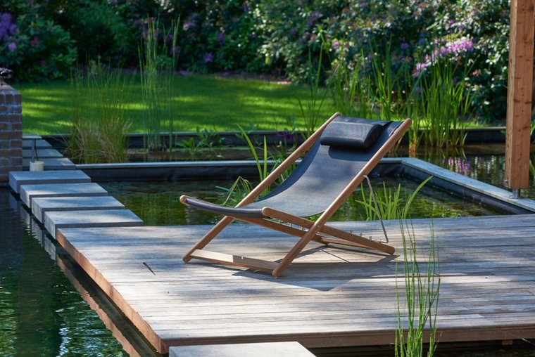 Traditional Teak KATE relax chair (black)